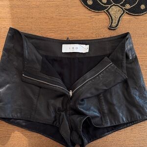 IRO Black Leather Zip-Front Women’s Shorts